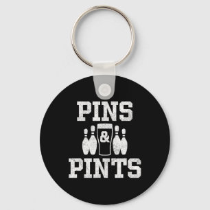 Funny Bowling Beer Drinking Bowler Pins And Pints  Key Ring