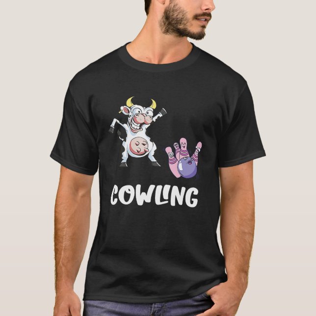 Funny Bowling Bowler Bowling Pin Cow Bowling Team  T-Shirt (Front)