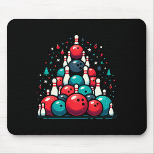 Funny Bowling Christmas Tree For Men Women Bowler Mouse Pad