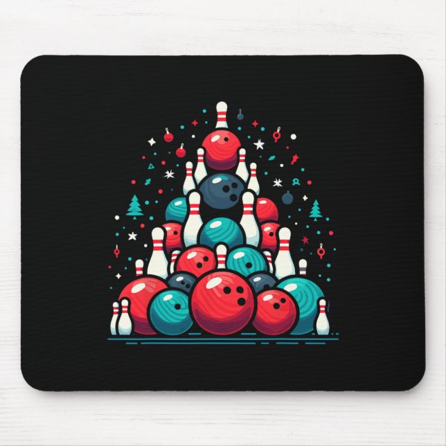 Funny Bowling Christmas Tree For Men Women Bowler  Mouse Pad (Front)