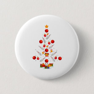 Funny Bowling Christmas Tree Lights Xmas For Men W 6 Cm Round Badge