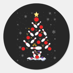 Funny Bowling Christmas Tree Lights Xmas For Men W Classic Round Sticker