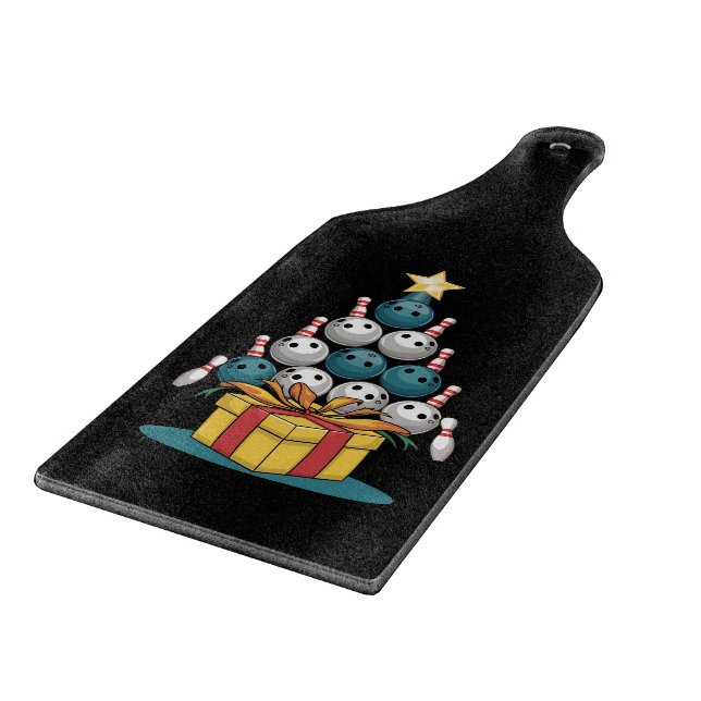 Funny Bowling Christmas Tree Lights Xmas Gifts  Cutting Board (Corner)