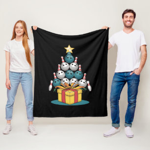 Funny Bowling Christmas Tree Lights Xmas Gifts Fleece Blanket