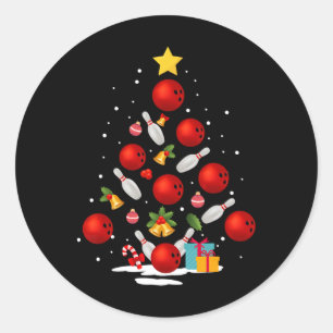 Funny Bowling Christmas Tree Lights Xmas Gifts For Classic Round Sticker