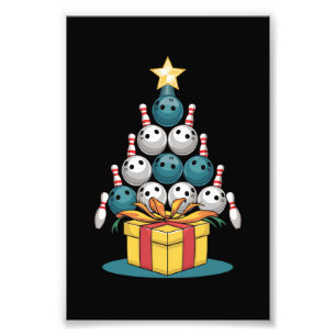 Funny Bowling Christmas Tree Lights Xmas Gifts Photo Print