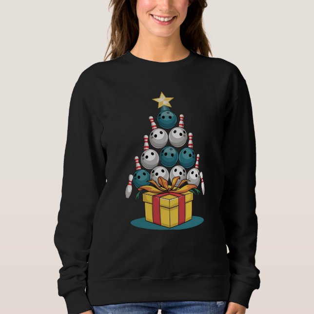 Funny Bowling Christmas Tree Lights Xmas Gifts  Sweatshirt (Front)