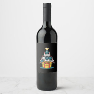 Funny Bowling Christmas Tree Lights Xmas Gifts  Wine Label