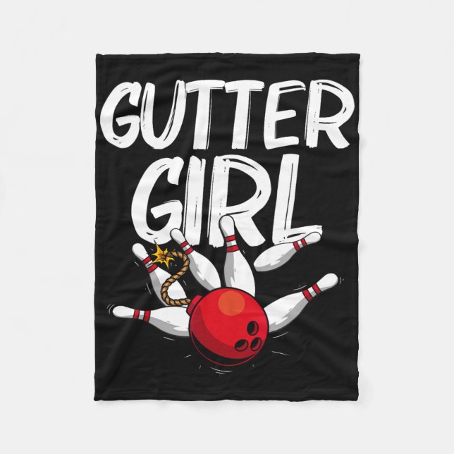 Funny Bowling Design For Girls Women Bowler Bowlin Fleece Blanket (Front)