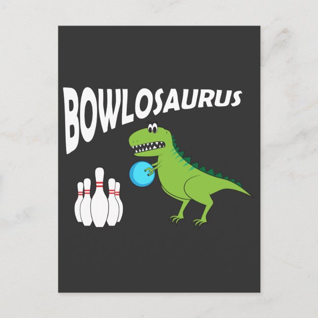 Funny Bowling Dino - Dinosaur Bowler Gift Idea Postcard (Front)