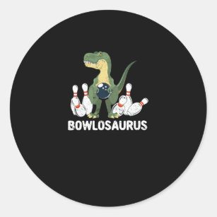 Funny Bowling Dinosaur Bowler Dino Bowl T-Rex Classic Round Sticker