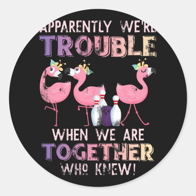 Funny Bowling Flamingo  Classic Round Sticker (Front)