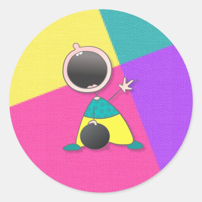 Funny Bowling | Funny Kid Bowling Classic Round Sticker (Front)