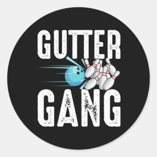 Funny Bowling Gift For Men Women Cool Gutter Gang Classic Round Sticker