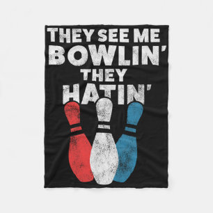 Funny Bowling Gift For Men Women Or Dad Fleece Blanket