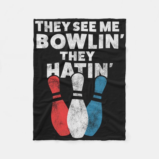 Funny Bowling Gift For Men Women Or Dad  Fleece Blanket (Front)