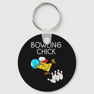 Funny Bowling Gift Women Cute Bowling Chick Sports Key Ring