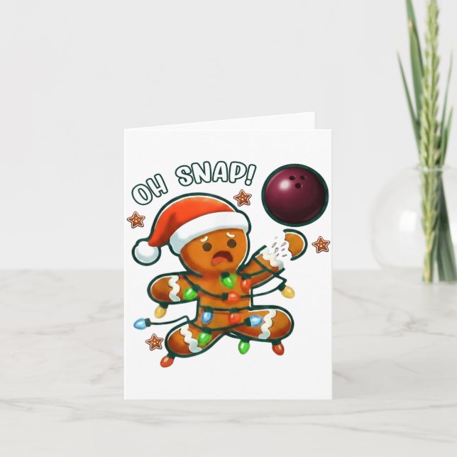 Funny Bowling Gingerbread Cookie Lights Oh Snap Gi Card (Front)