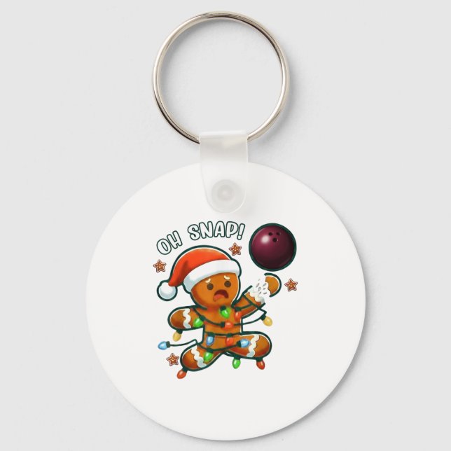 Funny Bowling Gingerbread Cookie Lights Oh Snap Gi Key Ring (Front)