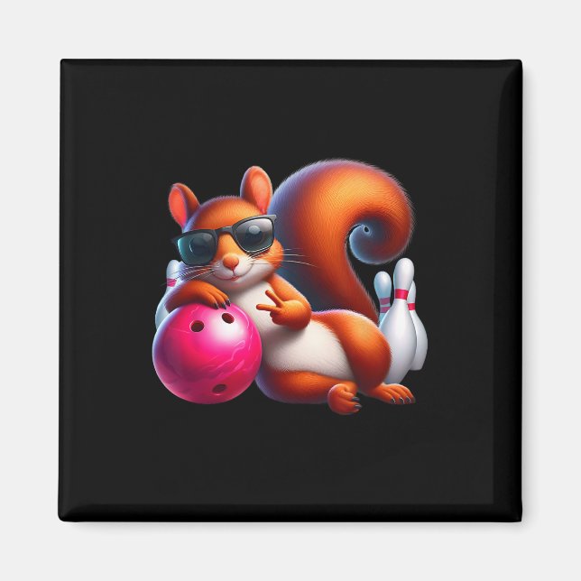 Funny Bowling Graphic For Bowling Lovers Squirrel  Magnet (Front)