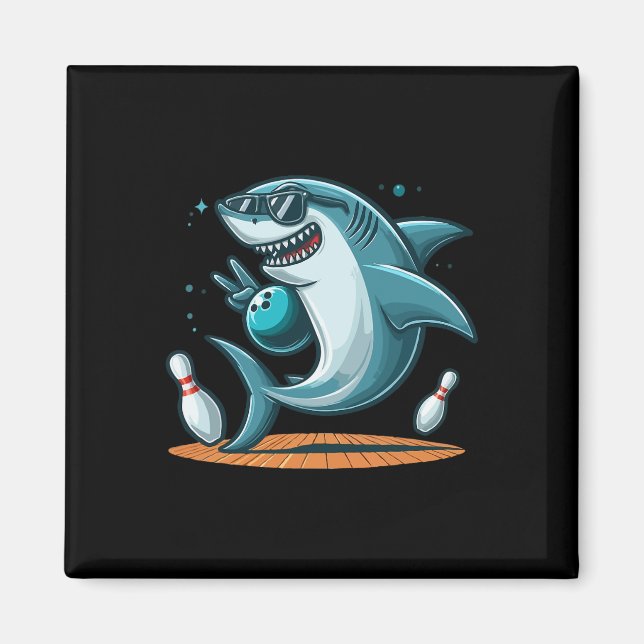 Funny Bowling Graphic Shark Bowling Design Funny B Magnet (Front)