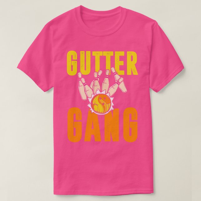 Funny Bowling Gutter Gang Bowling Team T-Shirt (Design Front)