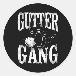 Funny Bowling Gutter Gang  Classic Round Sticker