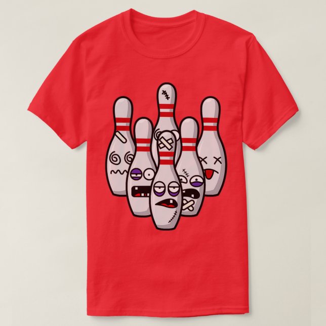 Funny Bowling I Beaten Up Pins I T T-Shirt (Design Front)