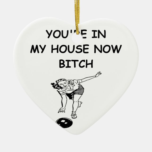 funny bowling joke ceramic tree decoration (Front)