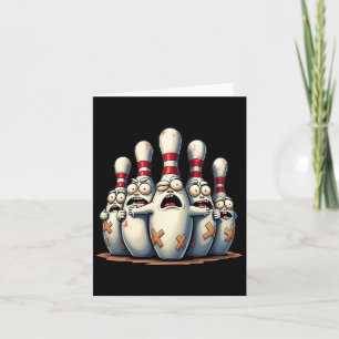 Funny Bowling Lover Bowlers Scared Pin Graphic For Card