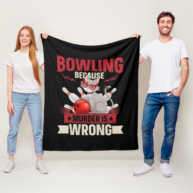 funny Bowling murder cat lovers sports Fleece Blanket (In Situ)