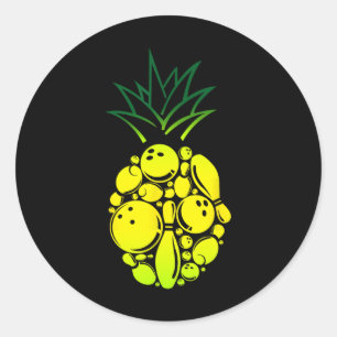 Funny Bowling Pineapple  Classic Round Sticker