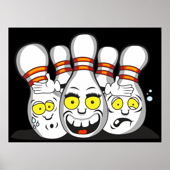 Funny Bowling Pins, Sport Poster (Front)