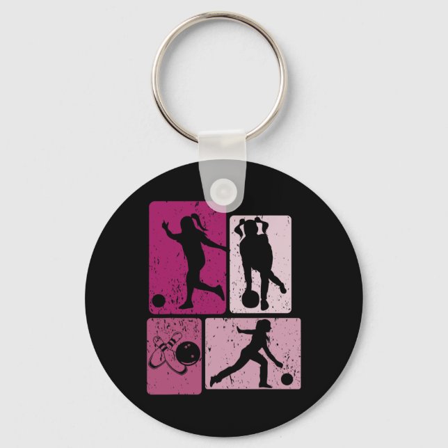 Funny Bowling Player Bowler Game Enthusiast Outfit Key Ring (Front)