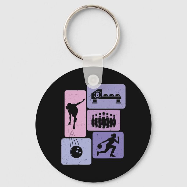 Funny Bowling Player Bowler Game Enthusiast Outfit Key Ring (Front)