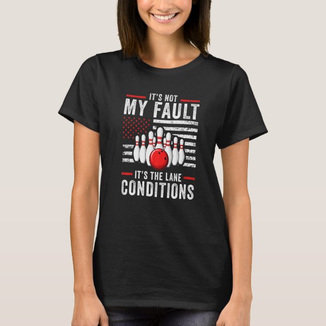 Funny Bowling Player US Flag Bowler Team Bowling L T-Shirt (Front)