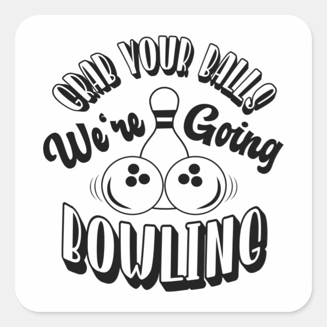 Funny Bowling Print Square Sticker (Front)