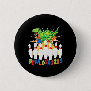 Funny Bowling Pun T-rex Dinosaur Bowlosaurus  6 Cm Round Badge