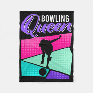 Funny Bowling Saying Bowling Queen Women Bowler Fleece Blanket