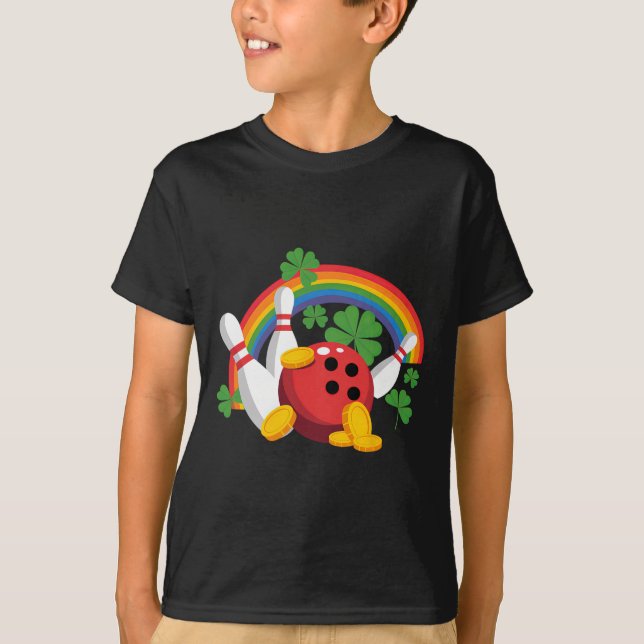 Funny Bowling Shamrock Leprechaun St Patrick's Day T-Shirt (Front)