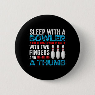 Funny Bowling Sleep With A Bowler Pun Vintage Spor 6 Cm Round Badge