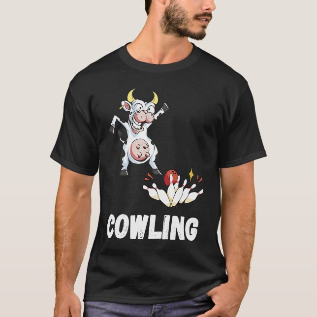 Funny Bowling Strike Bowling Pin Cow Bowler Bowlin T-Shirt (Front)
