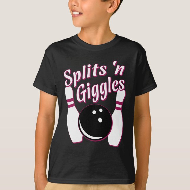 Funny Bowling Team Splits n Giggles  T-Shirt (Front)