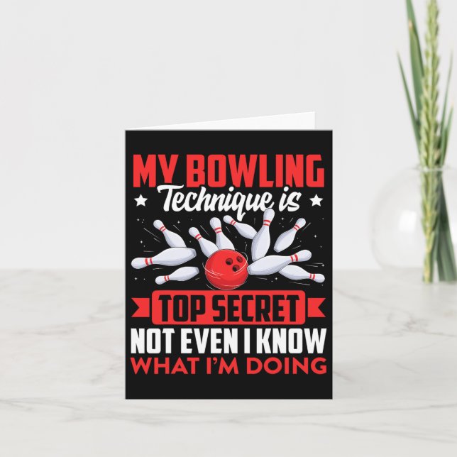 Funny Bowling Technique Ll Bowler Bowling Men Kids Card (Front)