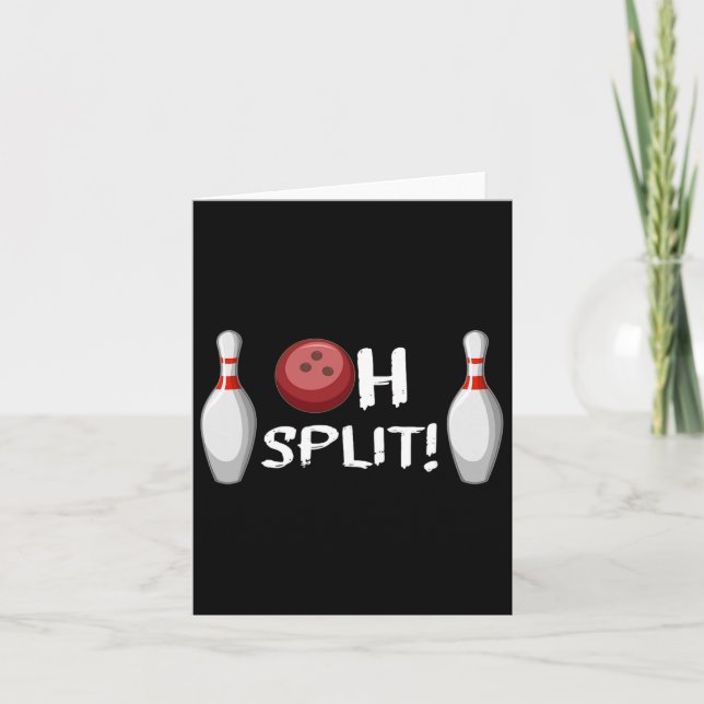 Funny Bowling Ten Pin Laughting Bowler Oh Split Ha Card (Front)