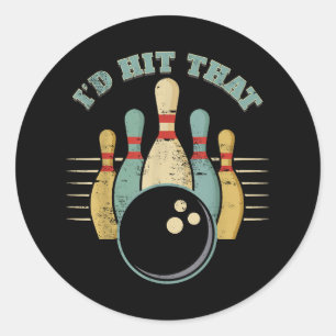 Funny Bowling Vintage T-Shirt I'd Hit That Funny T Classic Round Sticker
