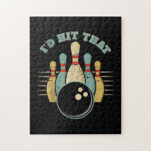 Funny Bowling Vintage T-Shirt I'd Hit That Funny T Jigsaw Puzzle