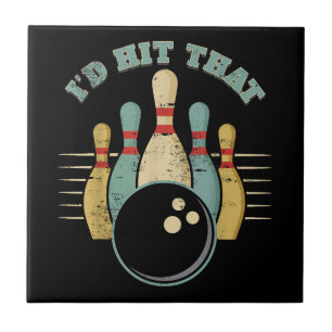 Funny Bowling Vintage T-Shirt I'd Hit That Funny T Tile