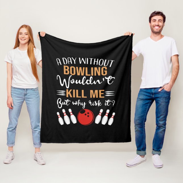 Funny Bowling word art  Fleece Blanket (In Situ)