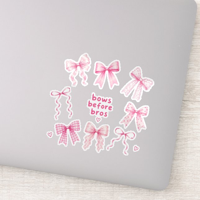 Funny Bows Before Bros Coquette Pink Gift For Her  (Detail)